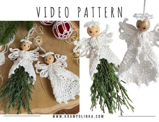 crochet angel with pine