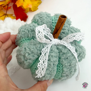 Handmade crochet pumpkin combining Camilla and Teddy Smile yarns.
