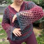Beginner-friendly crochet sweater made with a 7 mm hook.