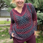 Easy crochet sweater featuring a classic granny stitch pattern